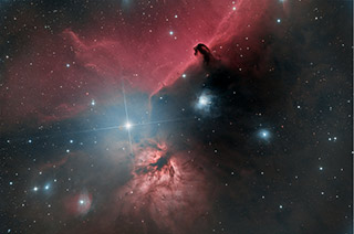 Image du mois de mars 2024 | Les nébuleuses Tête de Cheval et de la Flamme dans Orion par Jean-Marc Gillard